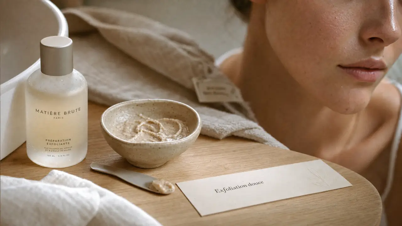 Soin exfoliant visage : exfoliation douce, pâte beige