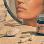 Compléments alimentaires anti-âge : collagène, acide hyaluronique et antioxydants en poudre et gélules