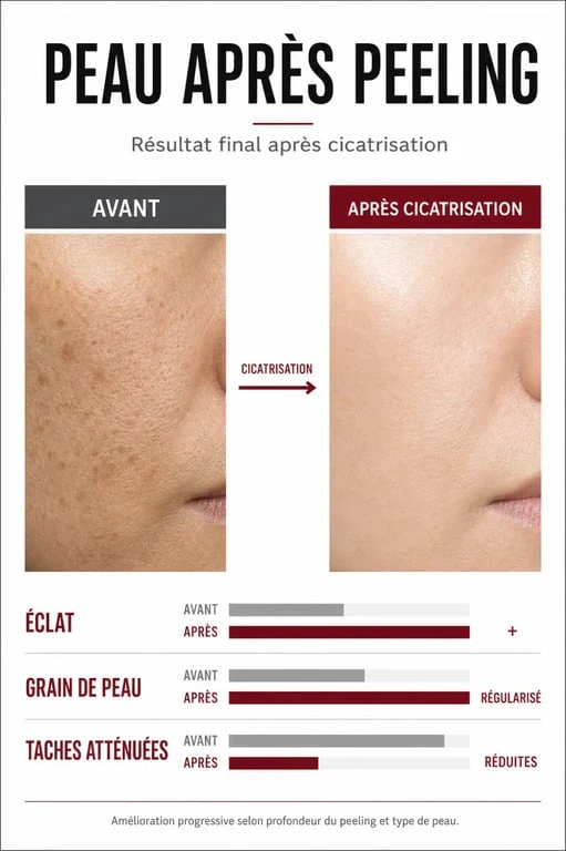 Peeling avant apres : évolution visible de la peau avant et après traitement