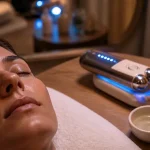 Appareil cinetic carita en institut, soins visage LED et micro-courants