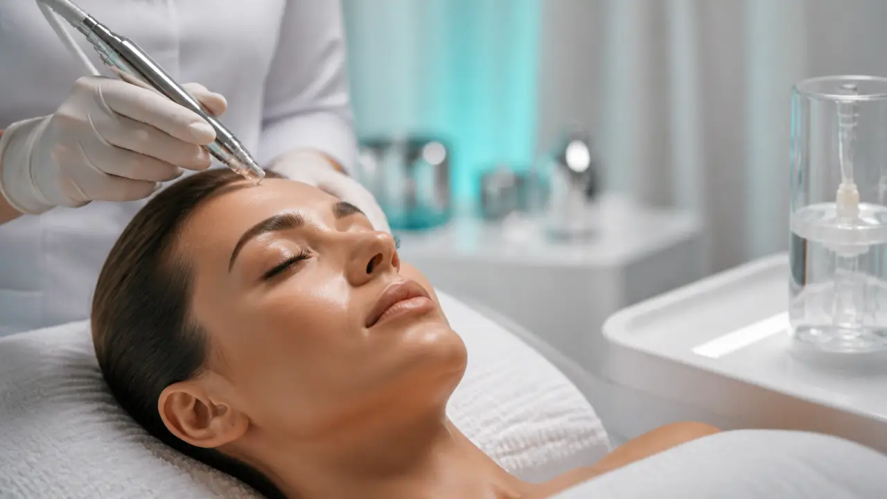 Appareil hydrafacial professionnel en action : étapes et résultats visibles sur la peau