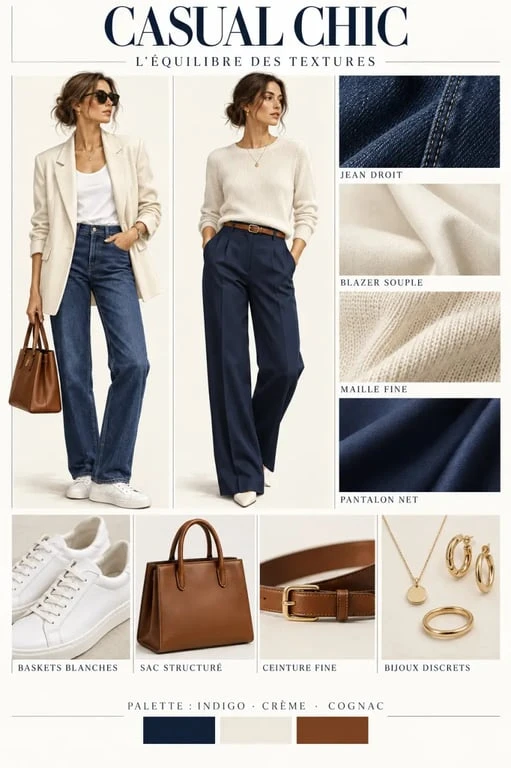 Détails et associations de pièces pour réussir un style casual chic femme
