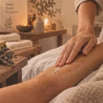 Inspiration bien être à Vienne : massage relaxant sur table bois clair