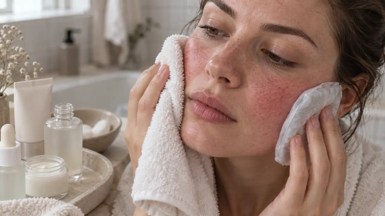 Irritation visage que faire : compresse froide sur la joue
