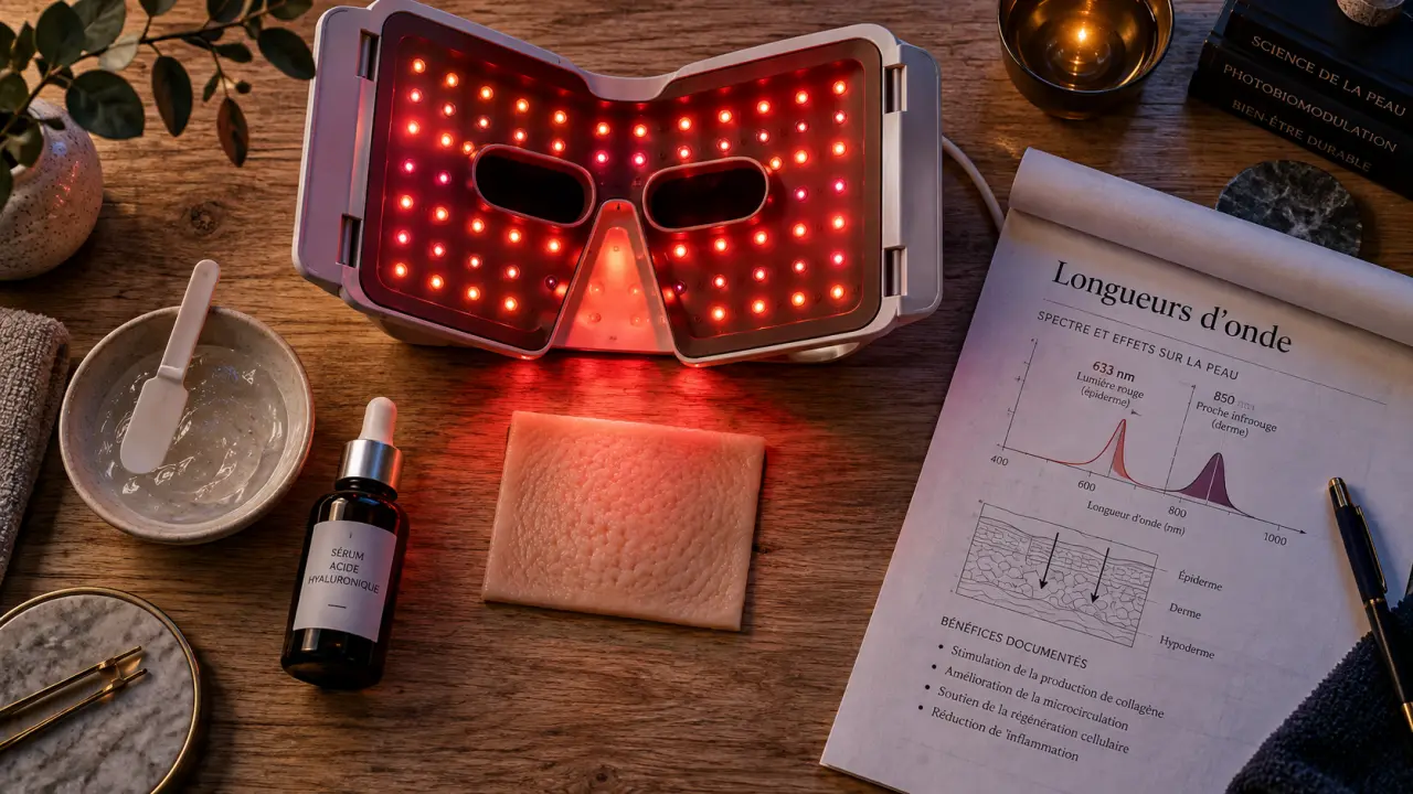 Luminothérapie visage rides, masque LED rouge et infrarouge