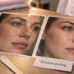 Avant apres peeling : résultats, peau plus homogène après desquamation