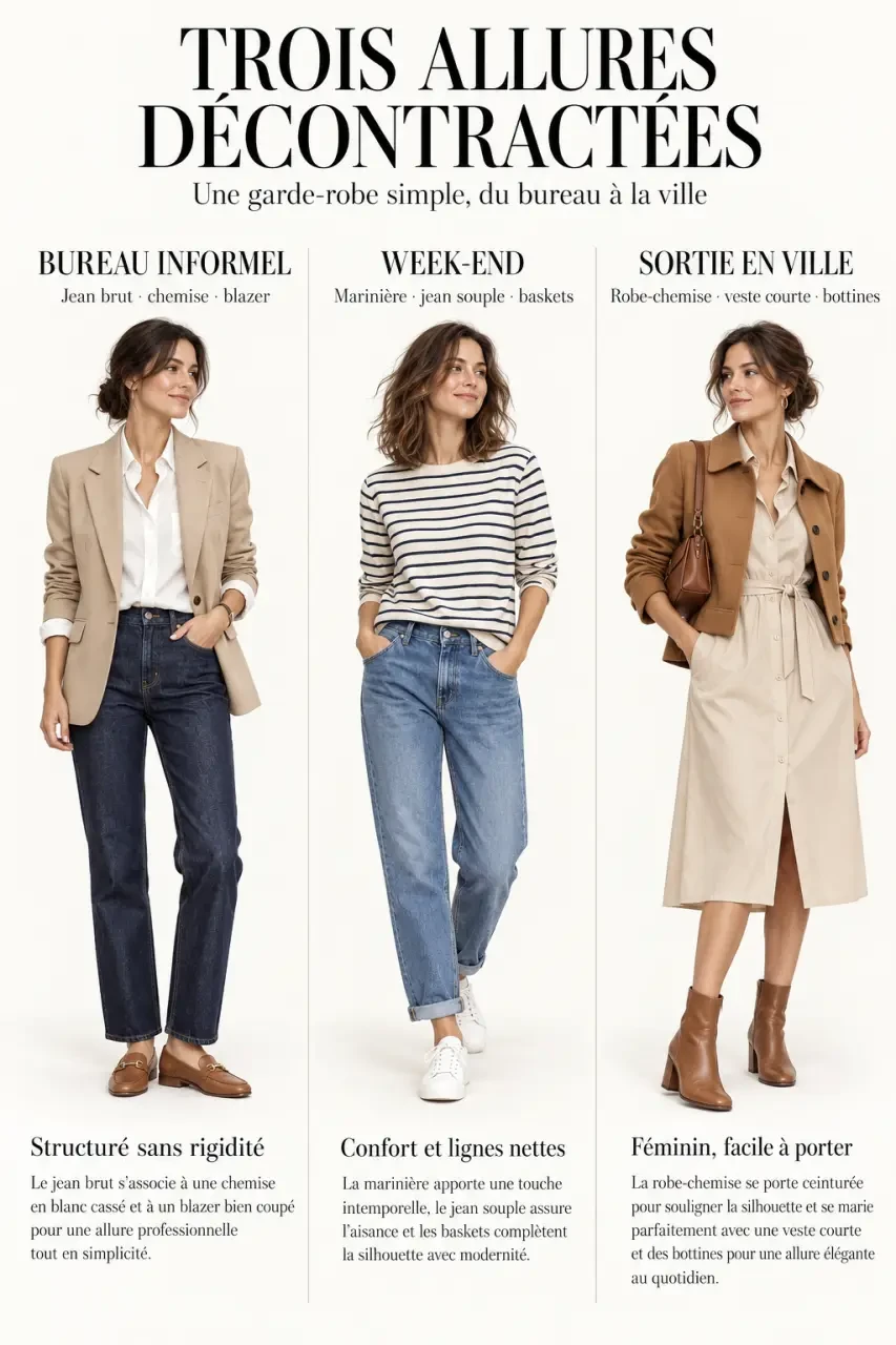 Idées de tenue décontractée femme pour le bureau, le week-end et une sortie en ville